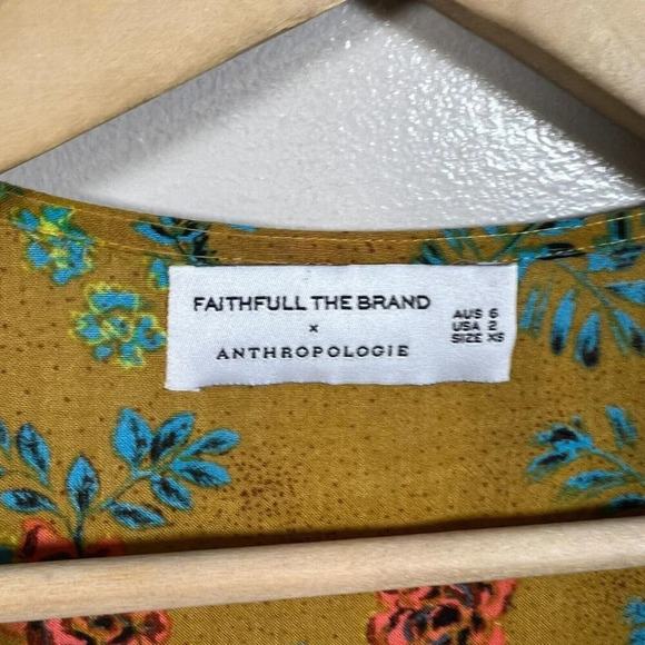 Faithfull The Brand Anthropologie Le Figuaro Floral Wrap Dress Size 2 Yellow - Picture 4 of 12